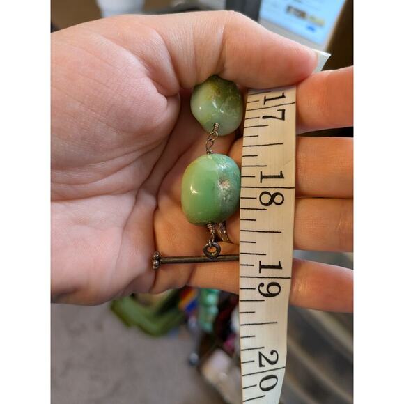 Large Turquoise Sterling Silver Linked Necklace with Big Toggle Clasp 18.5" - Picture 6 of 6